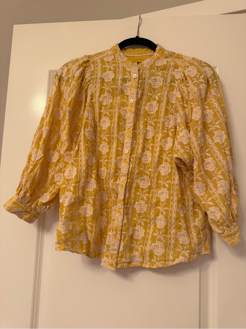 Anthropologie Pilcro Yellow Floral Button-Up Shirt